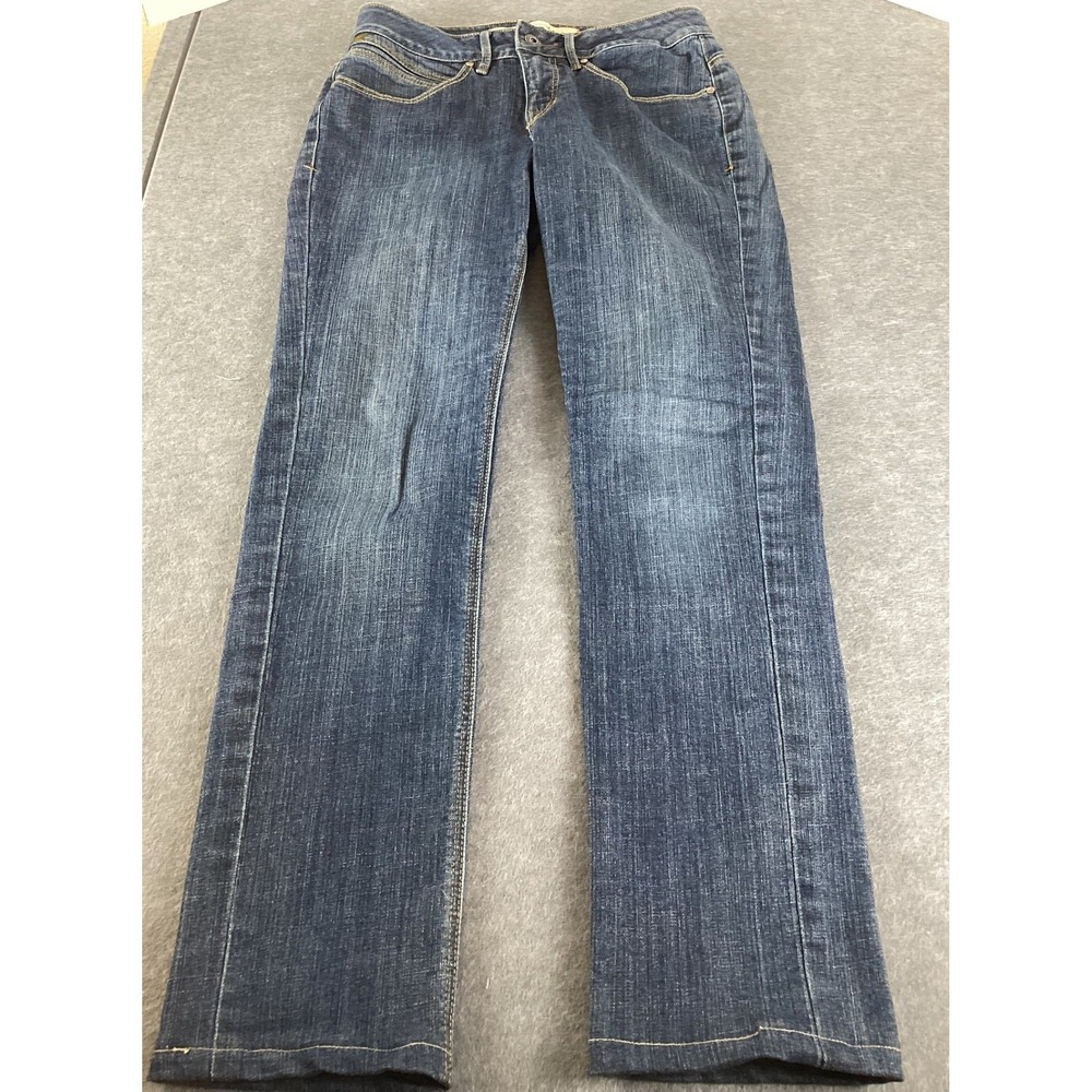 Y2K Minimalist Classic Christopher Blue Straight Leg 6 Dark Wash Stretch Denim